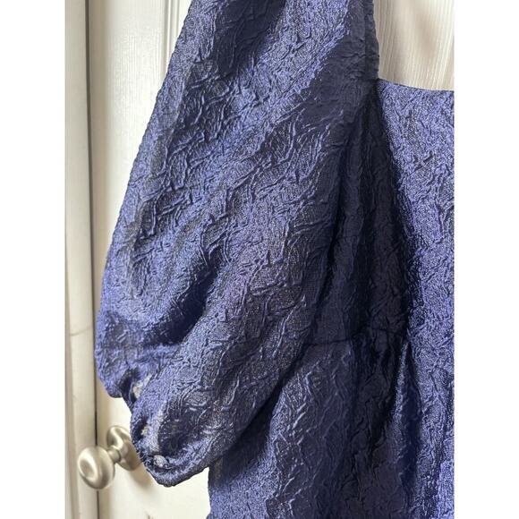 BY ANTHROPOLOGIE NAVY BLUE DELICATE TEXTURED PUFF SLEEVE DRESS XL - Picture 4 of 6